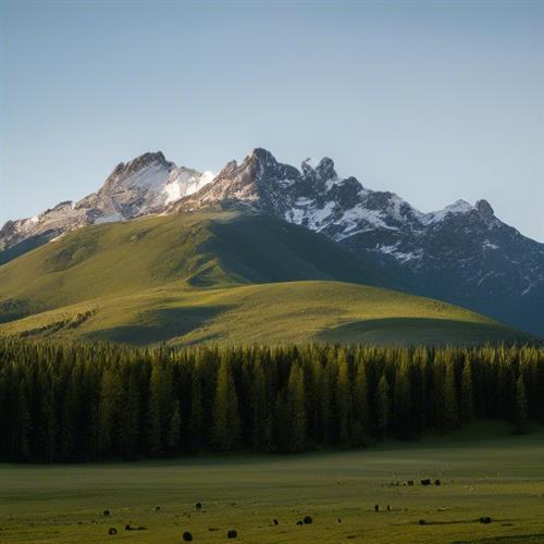 白狼峰，一座引人入胜的山峰，周围环绕着令人陶醉的草原风光。